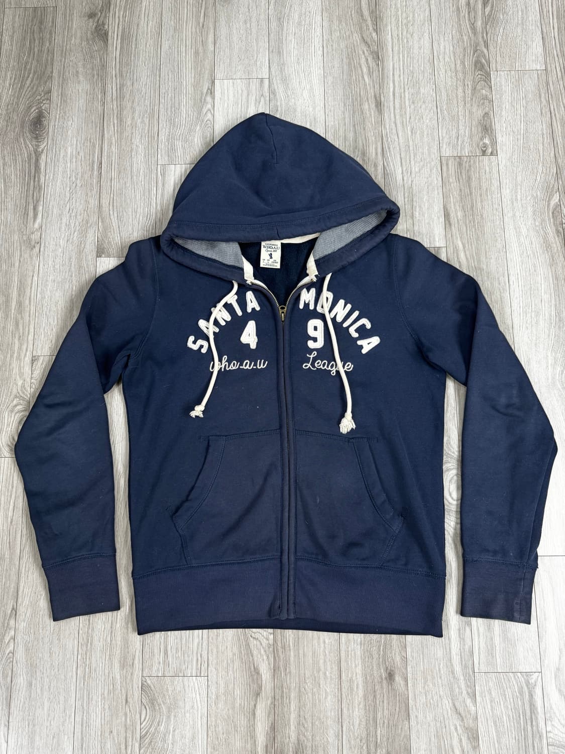 후아유 네이비 아치로고 후드집업 상품이미지4