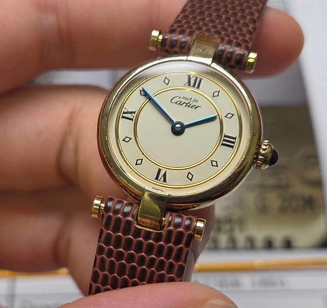 빈티지 까르띠에 머스트드 방돔 희귀 요구르트판 블루핸즈 여성용 (감정서  상품이미지3