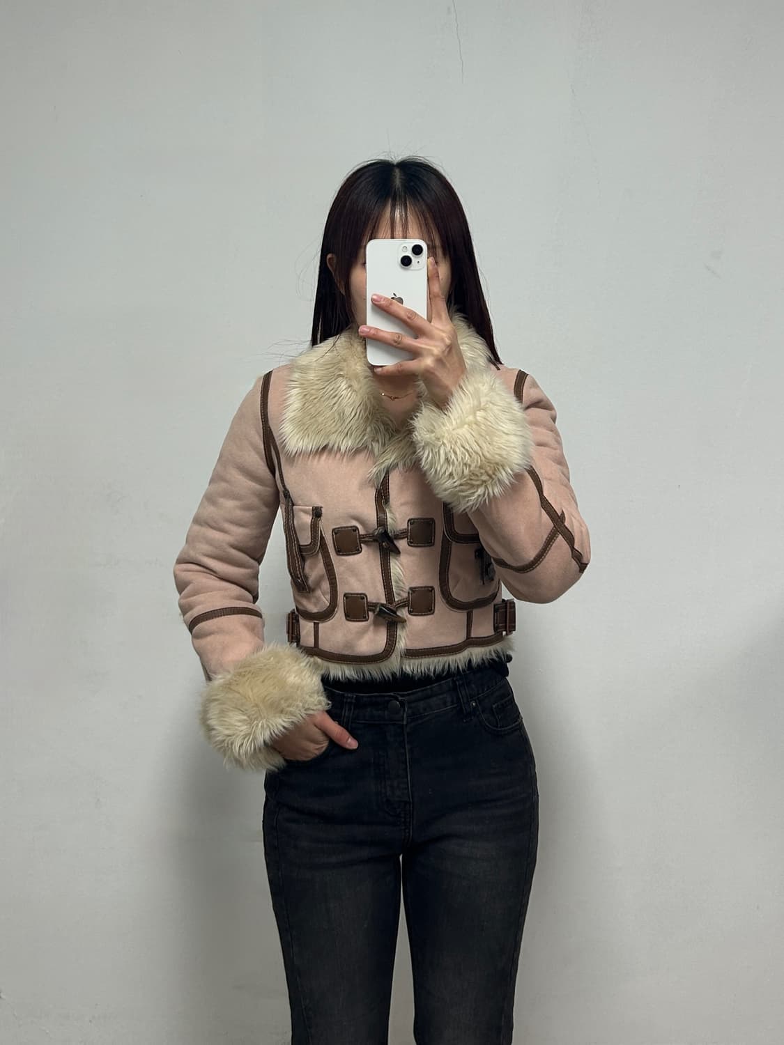 에고이스트 무스탕 퍼 자켓 핑크 상품이미지1