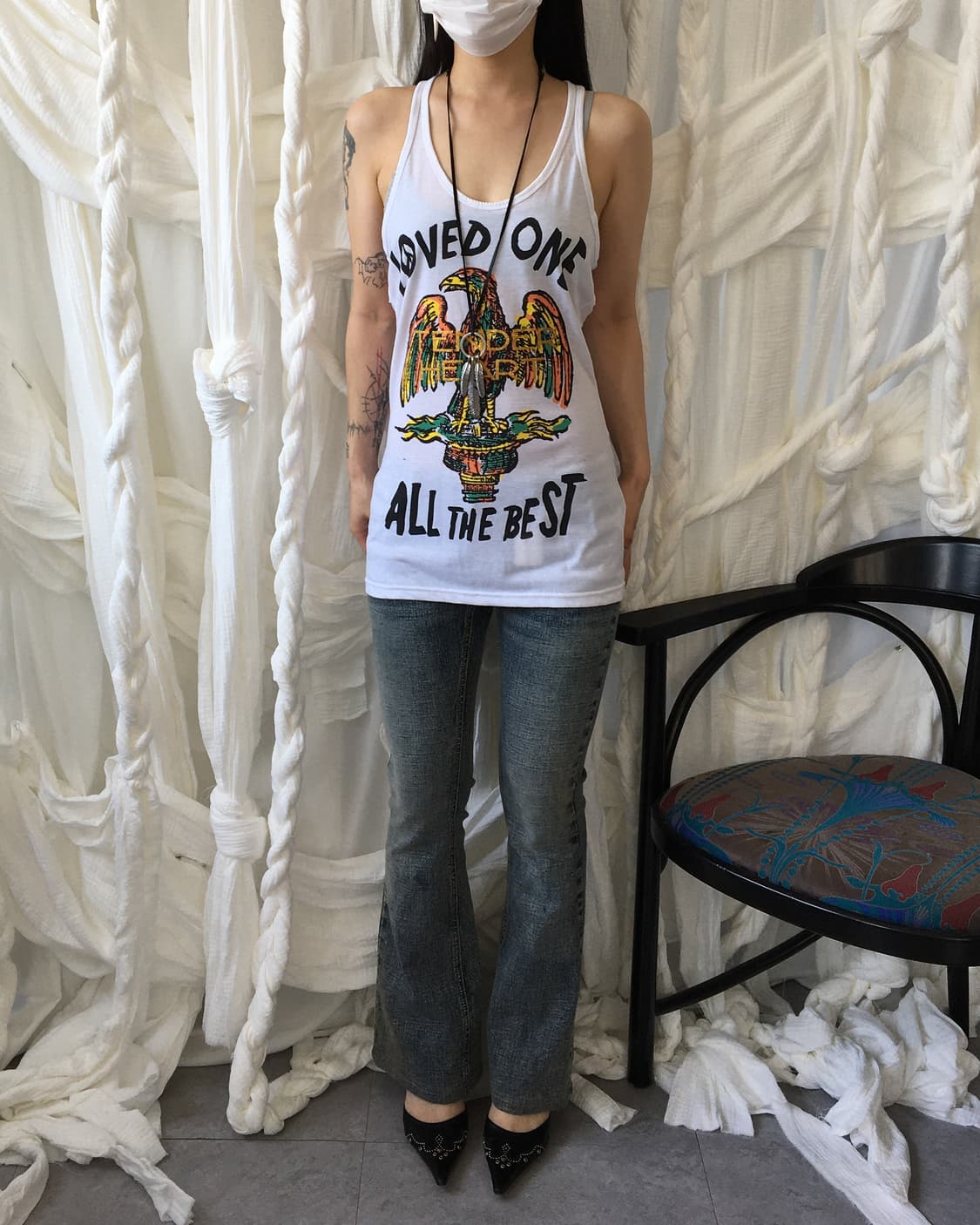 Back cut off point printing sleeveless 상품이미지7