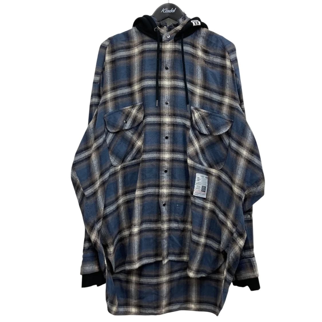 메종 미하라 야스히로 후드 체크 셔츠 블루 구해요 상품이미지1