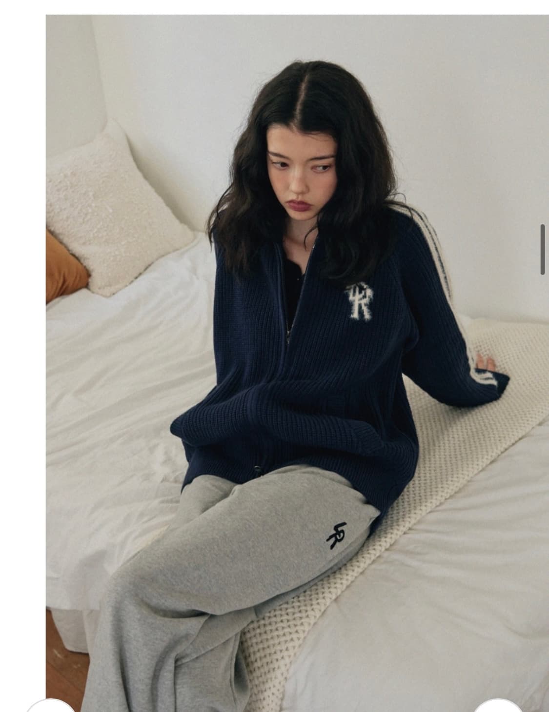 (M) 레더리 레글런 트랙 니트 집업 NAVY 판매 상품이미지1