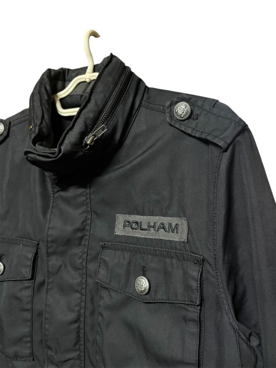 [POLHAM] 빈티지 폴햄 블랙 코튼 메탈 헌팅 자켓 L 상품이미지5