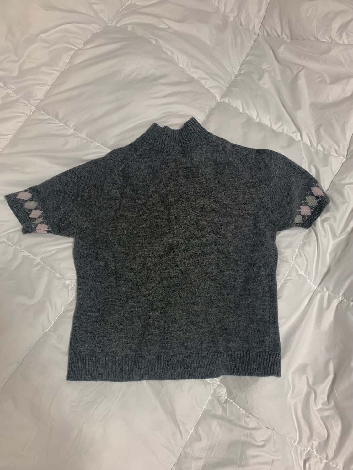 아가일 그레이 반팔 니트  상품이미지2