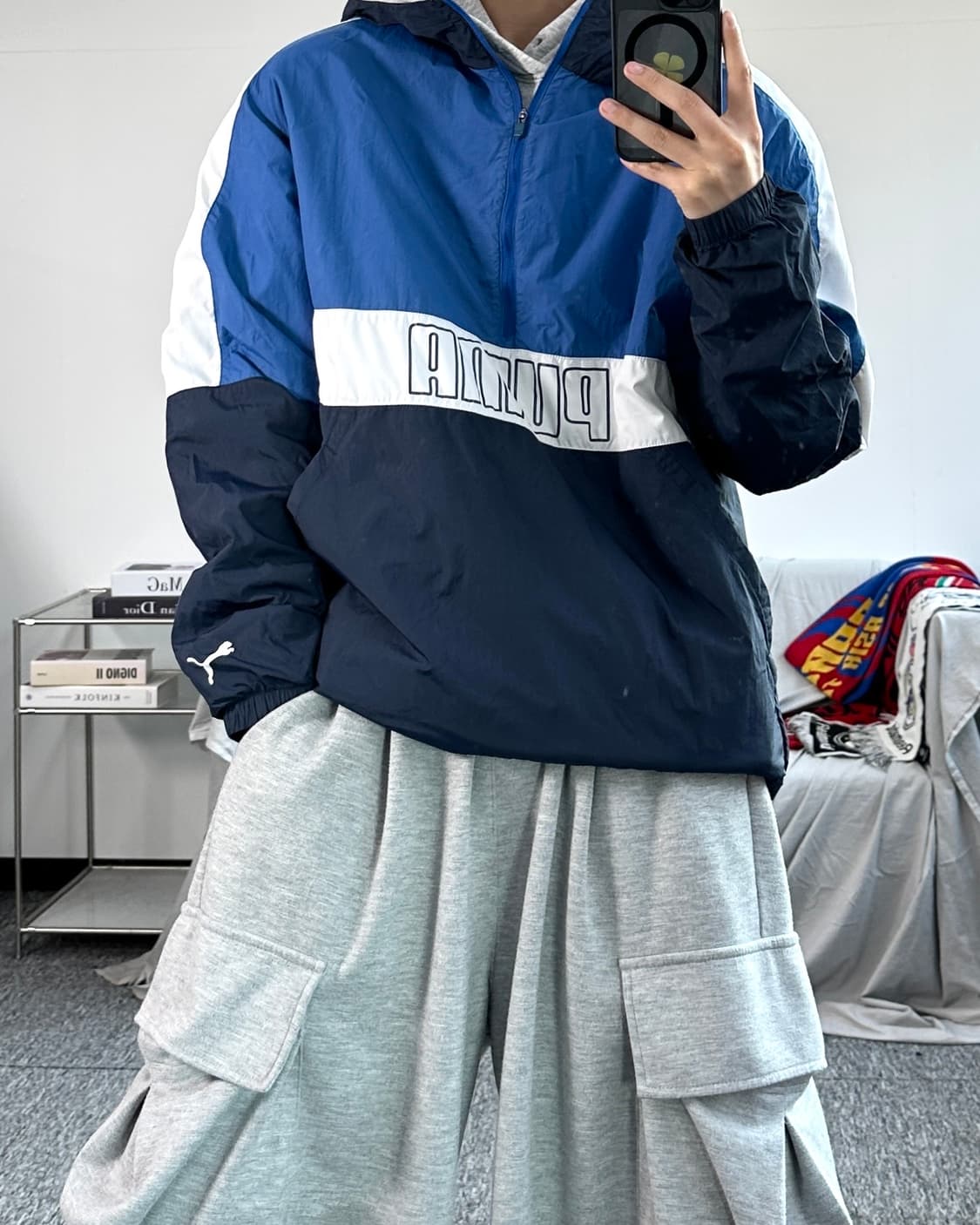 푸마 빅로고 후드 바람막이 아노락 L 상품이미지3