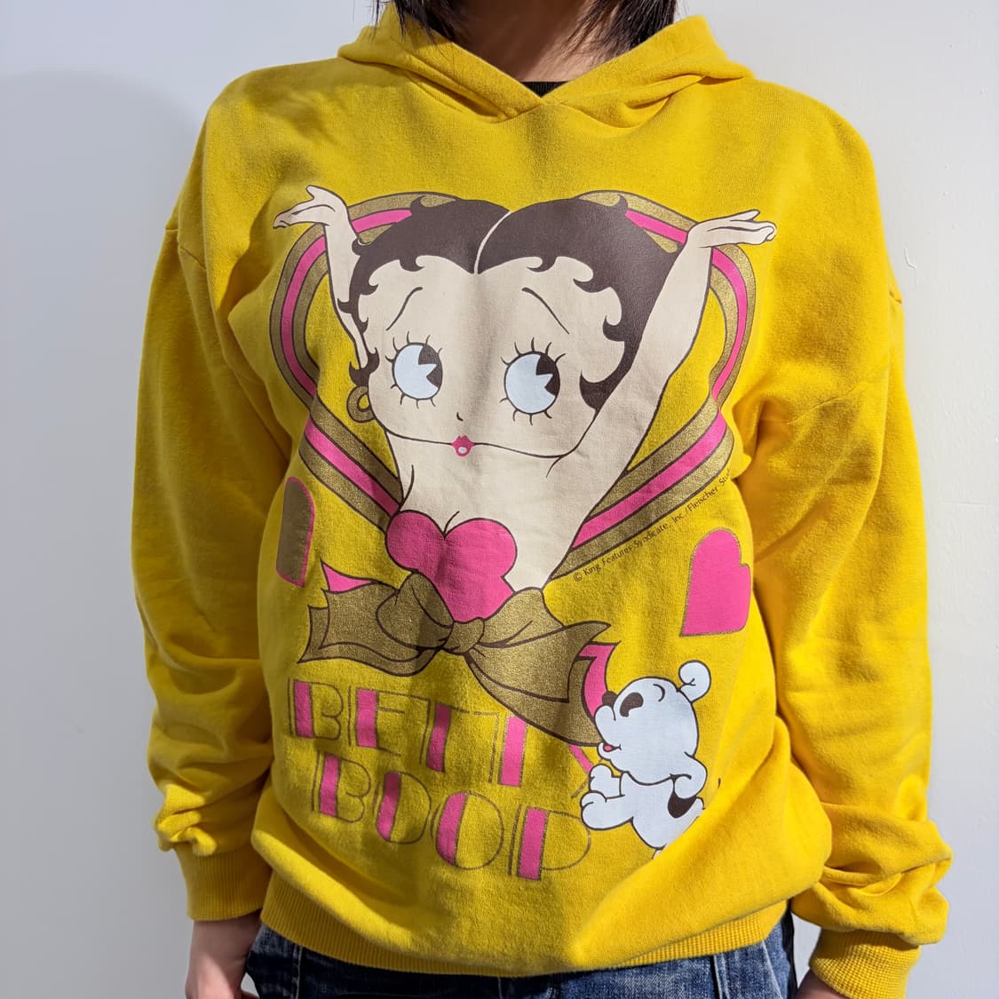 90s betty boop 베티붑 노랑 오버핏 후드티 상품이미지2