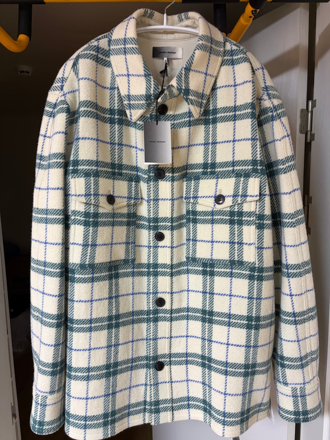 이자벨마랑 옴므 게르본 체크셔츠 자켓 그린 L사이즈 상품이미지4