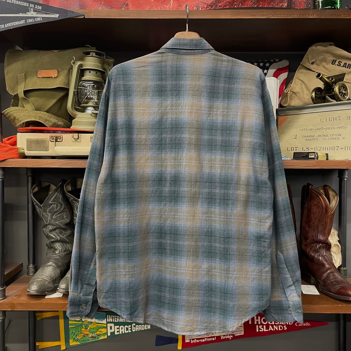 할리데이비슨 디스트레스드 포켓 로고 멀티 체크 셔츠 상품이미지2