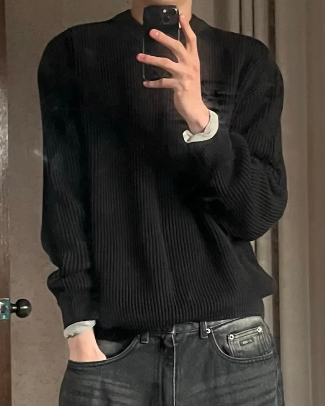 스테디에브리웨어 크루넥 코튼 립 니트 3사이즈 상품이미지2