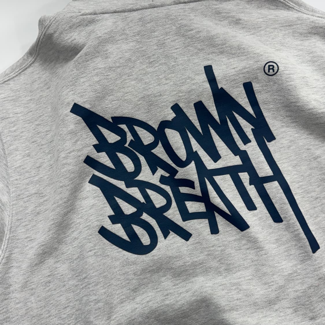 Brown Breath 브라운브레스 네이비 로고 멜란지 후드티 상품이미지6