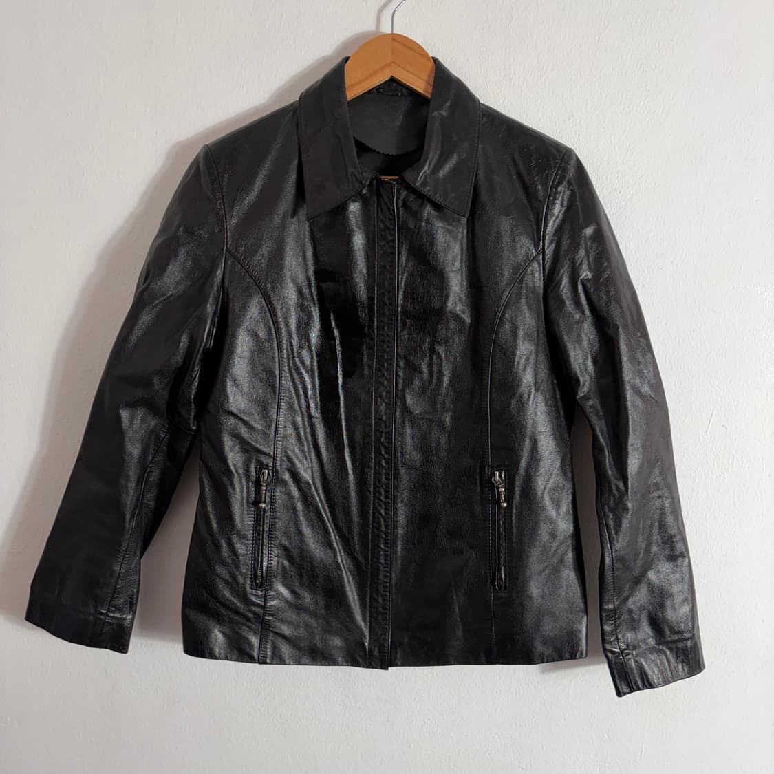 빈티지 블랙 소가죽 100% 여성 자켓(S) 상품이미지1