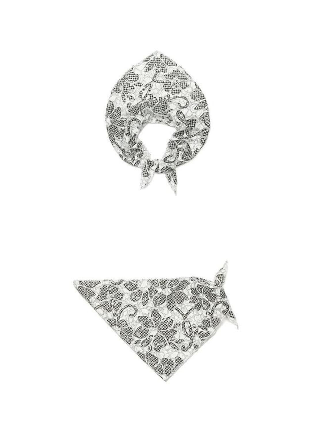 어썸니즈 네팅 스카프 레이스 화이트 반다나플라워패턴헤어스크런치모자레이어드 상품이미지4