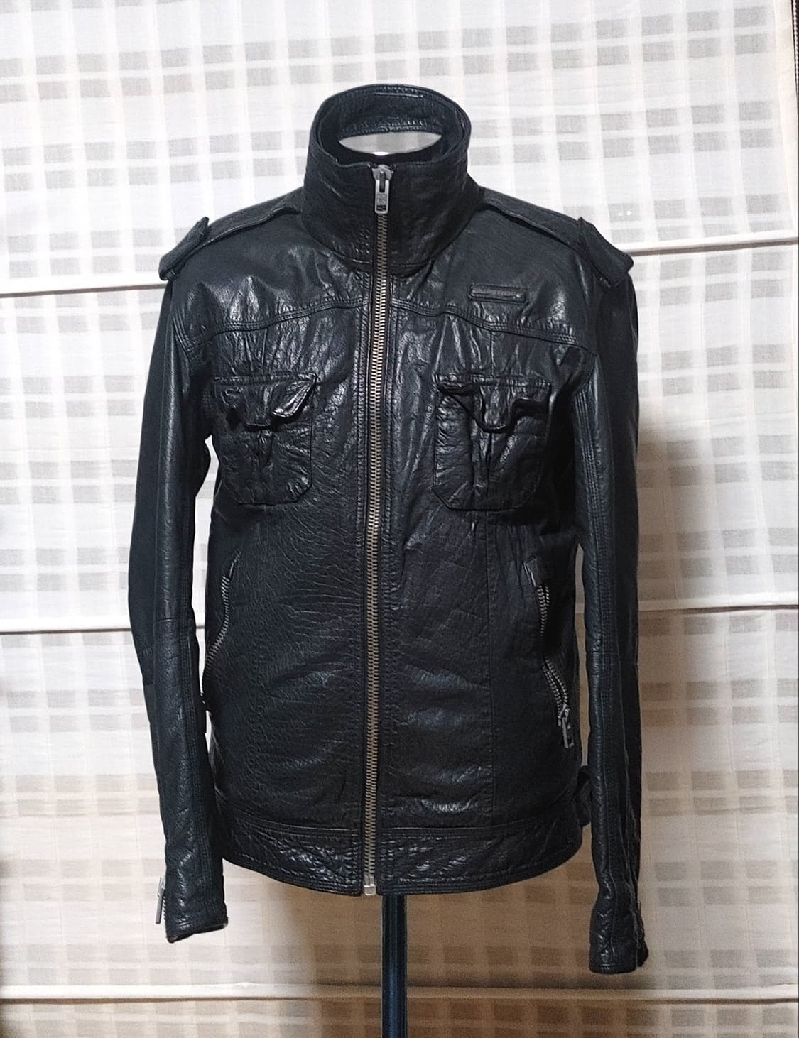 (100% 가죽) 슈퍼드라이 검정 가죽 자켓 M (95~100) 상품이미지5
