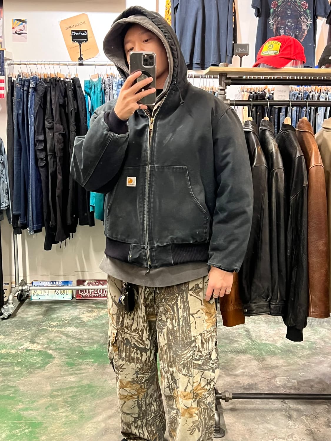 00's [L] 칼하트 J140 BLK 액티브 자켓 블랙 후드 워크자켓 상품이미지5