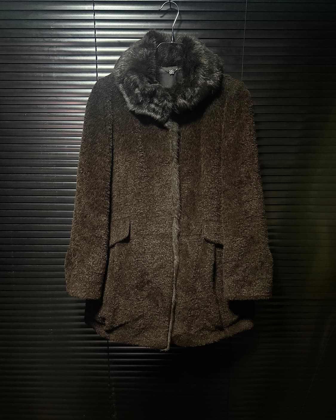 샤트렌 알파카 울 머스카렛 털 퍼 밍크 코트 브라운 갈색 90 S 하이넥 상품이미지2