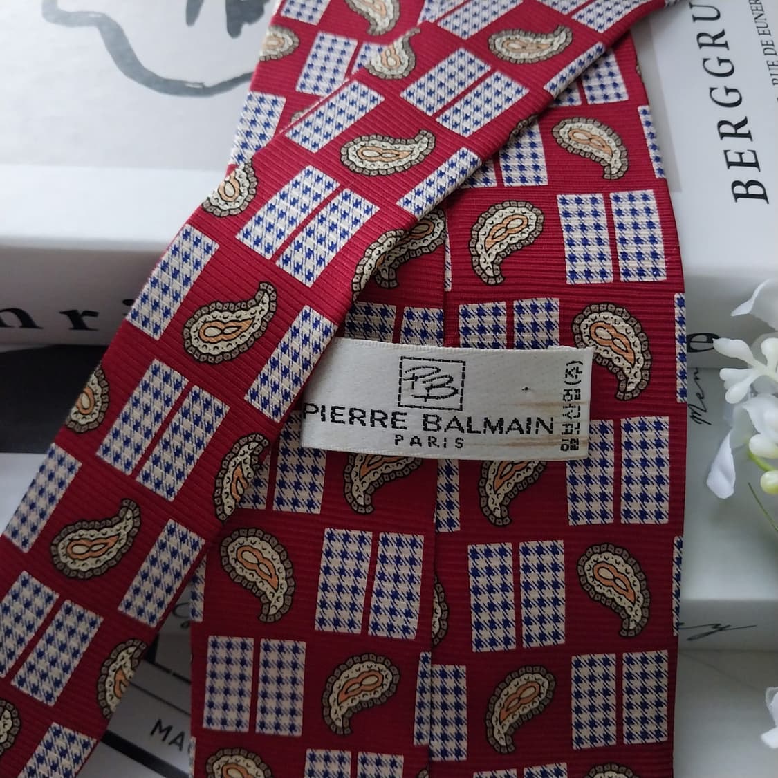 발망 실크 레드 페이즐리 패턴 넥타이 9.5cm A+등급 K1627
 상품이미지6