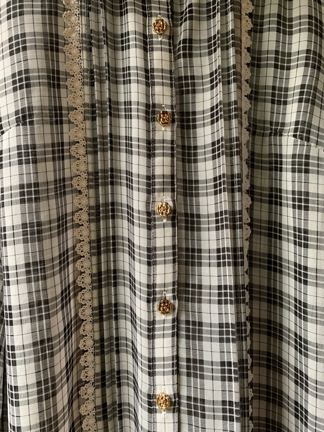vintage check lace blouse 상품이미지3