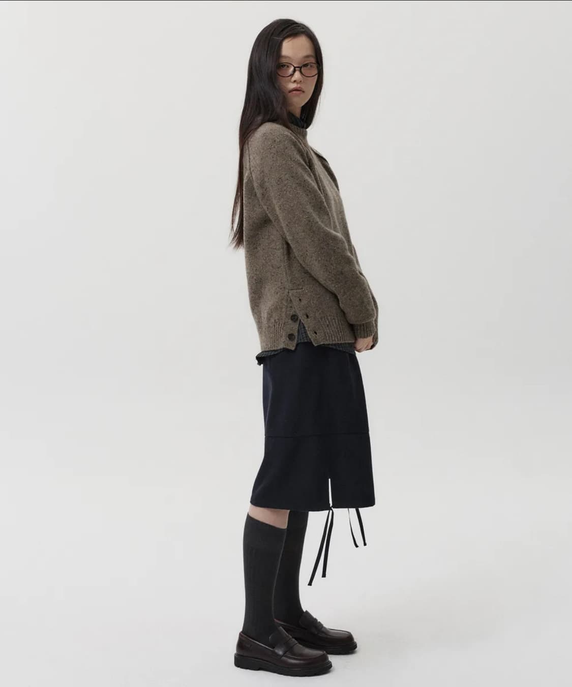 오헤시오 OHESHIO 레글런 버튼 니트(브라운) 상품이미지2