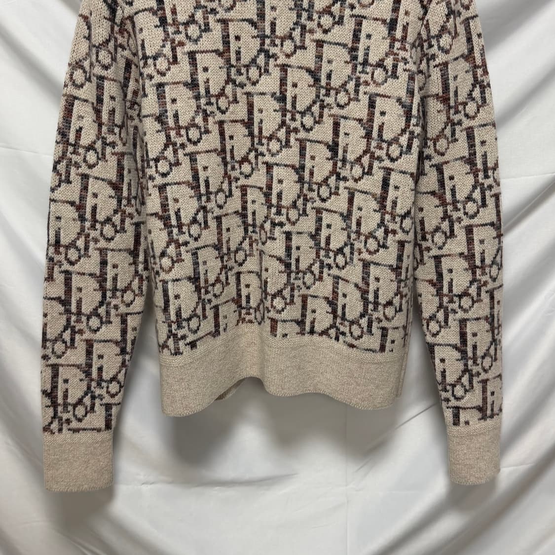 [S+급/M] 디올 오블리크 자카드 니트 스웨터 베이지 상품이미지3