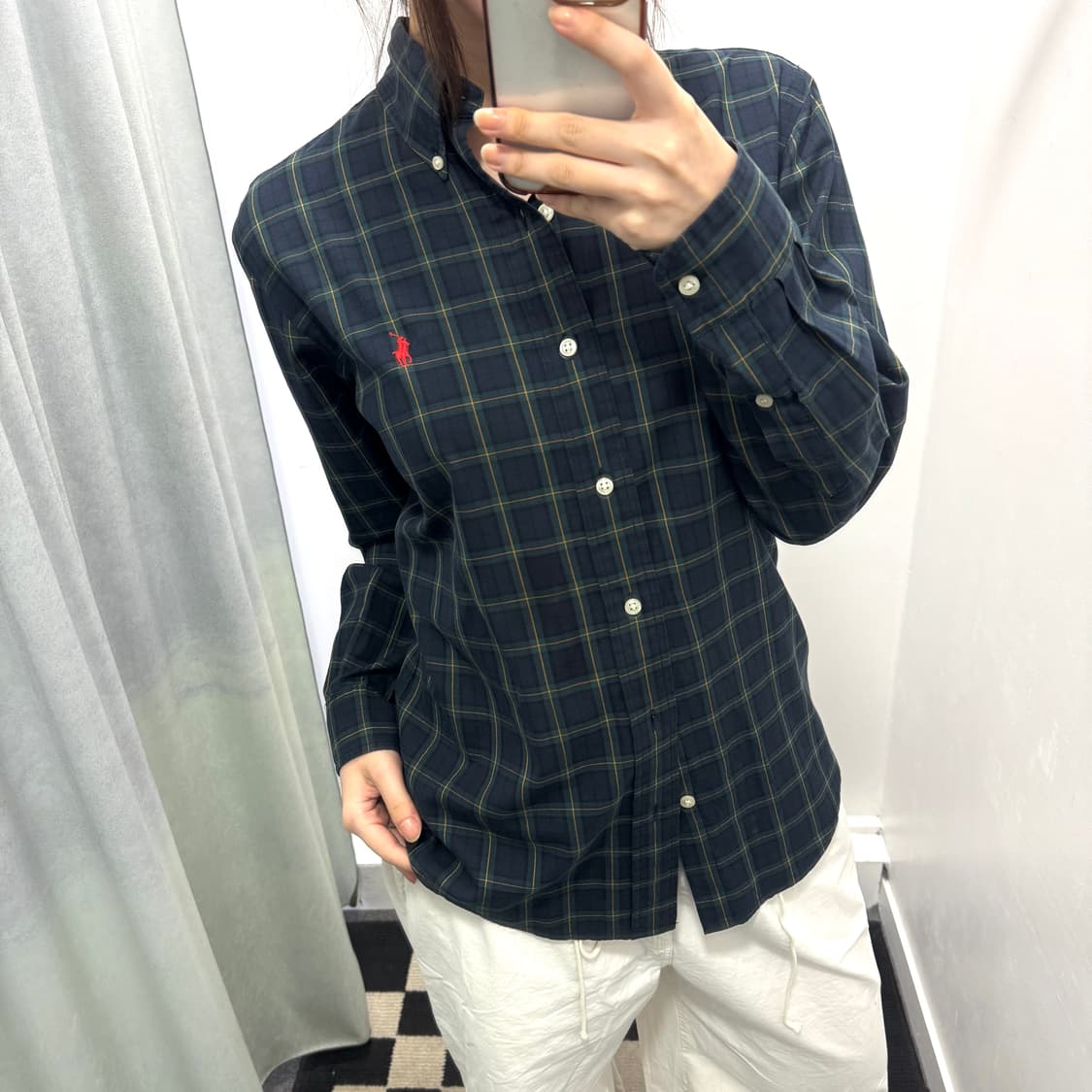 폴로 네이비 체크 커스텀핏 셔츠 상품이미지2