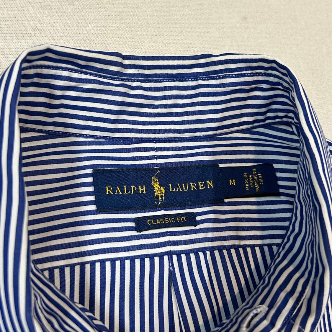 M) 폴로 랄프로렌 클래식핏 블루 스트라이프 포플린 셔츠 T84 상품이미지6