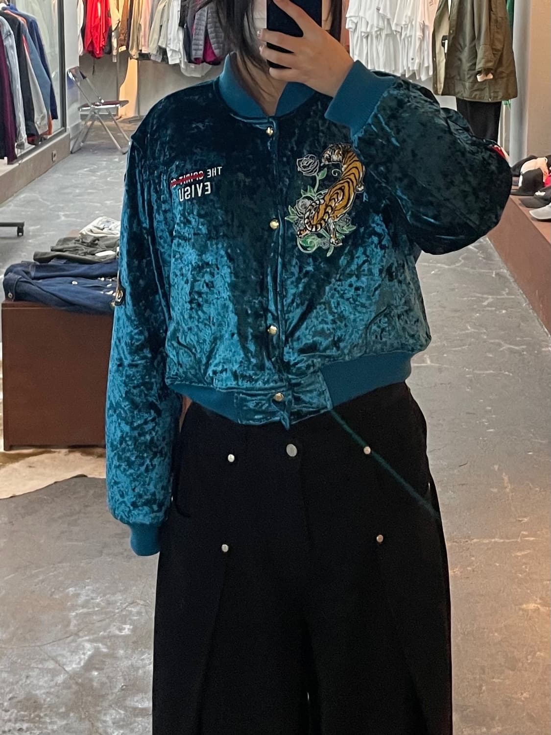 에비수 타이거 벨루어 벨벳 블루종 자켓 H1969 상품이미지1