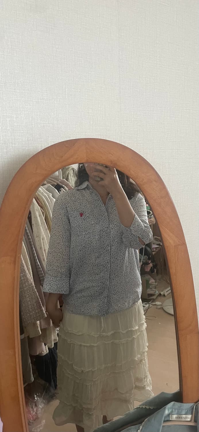 모리걸 빈티지 잔꽃 하늘 셔츠 블라우스 🩵🌸 상품이미지4