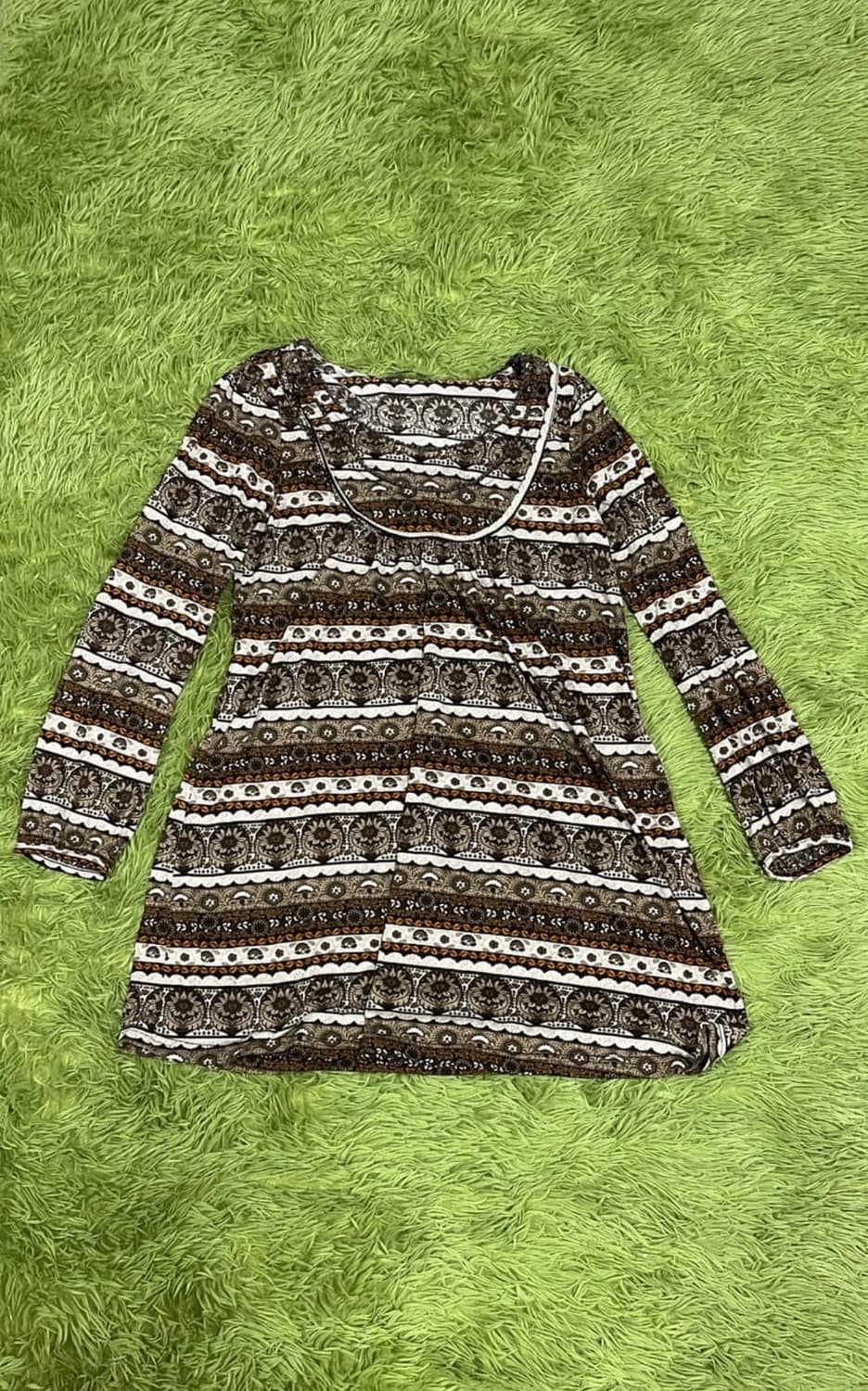 히피 빈티지 유넥 미니 원피스 니트 상품이미지1