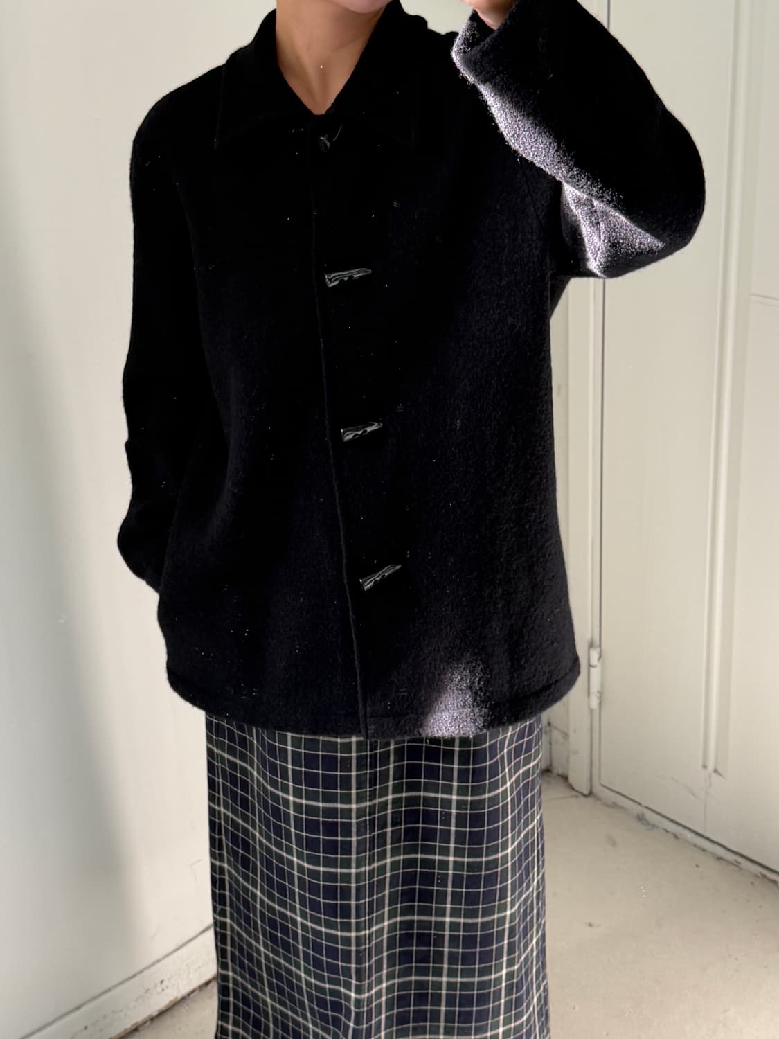 일본빈티지 블랙 울100 니트 자켓 상품이미지2