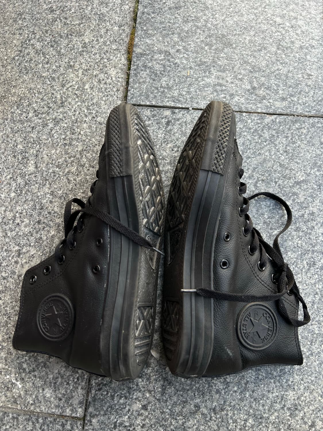 컨버스 올블랙 레더 하이 270size 상품이미지4