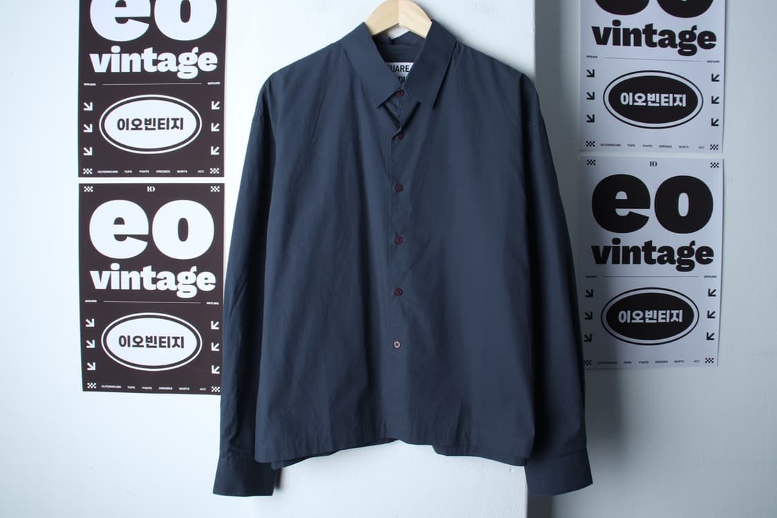 (M-2XL) 수아레 셔츠 남방 블루 무지 세미크롭 아메카지-H32633 상품이미지2