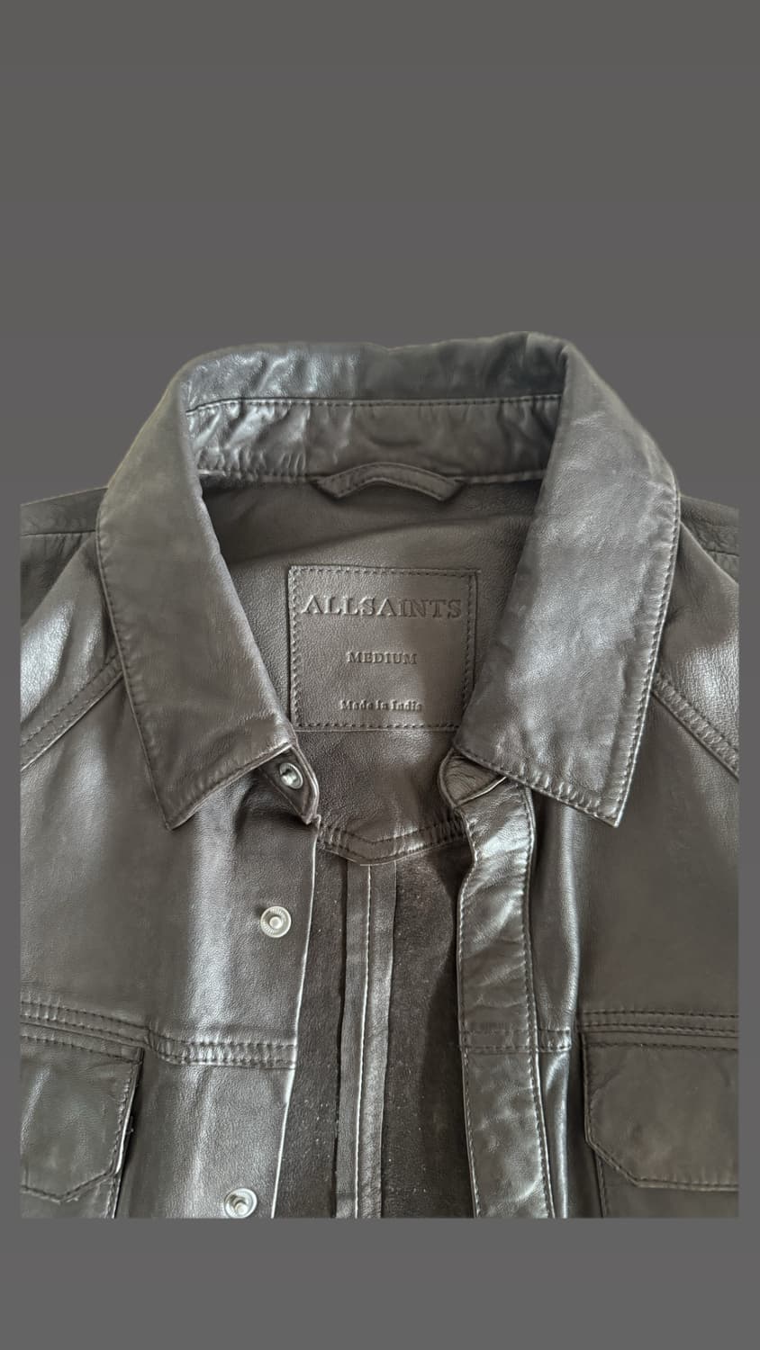 올세인츠 Ivan 양가죽 레더셔츠 M / 미사용 / 고급 다크브라운 상품이미지5