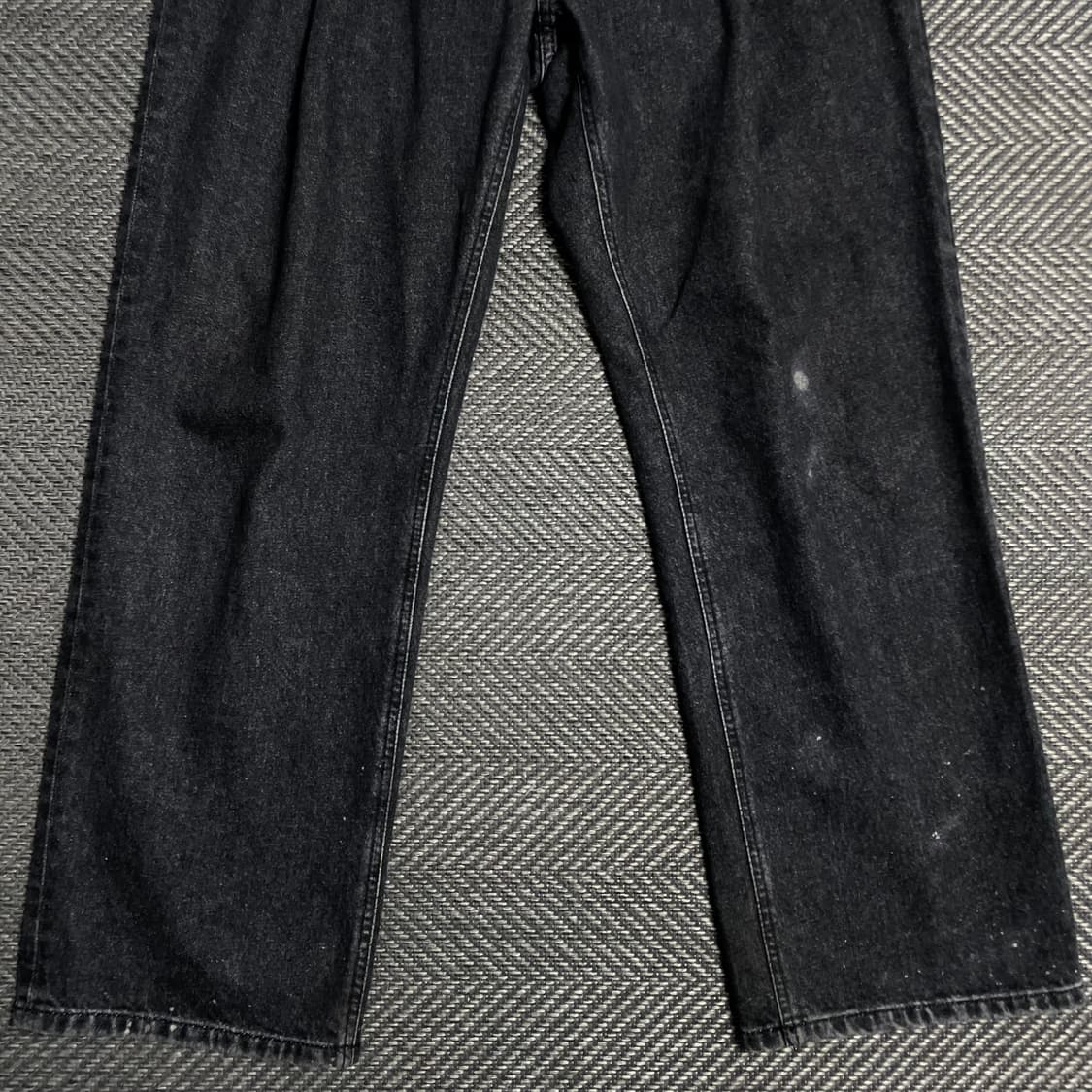 유니폼 브릿지 원턱 와이드 워시드 흑청 팬츠y 5171 상품이미지3