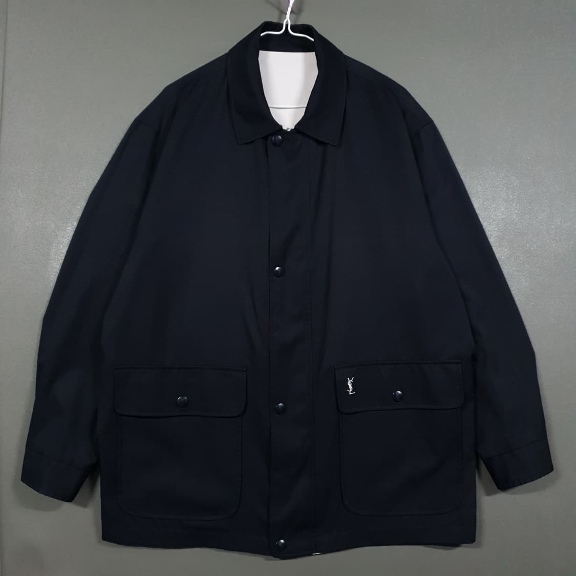 실측 XL) YSL 입생로랑 리버서블 양면 포켓 사파리 자켓 화이트 블랙 상품이미지2