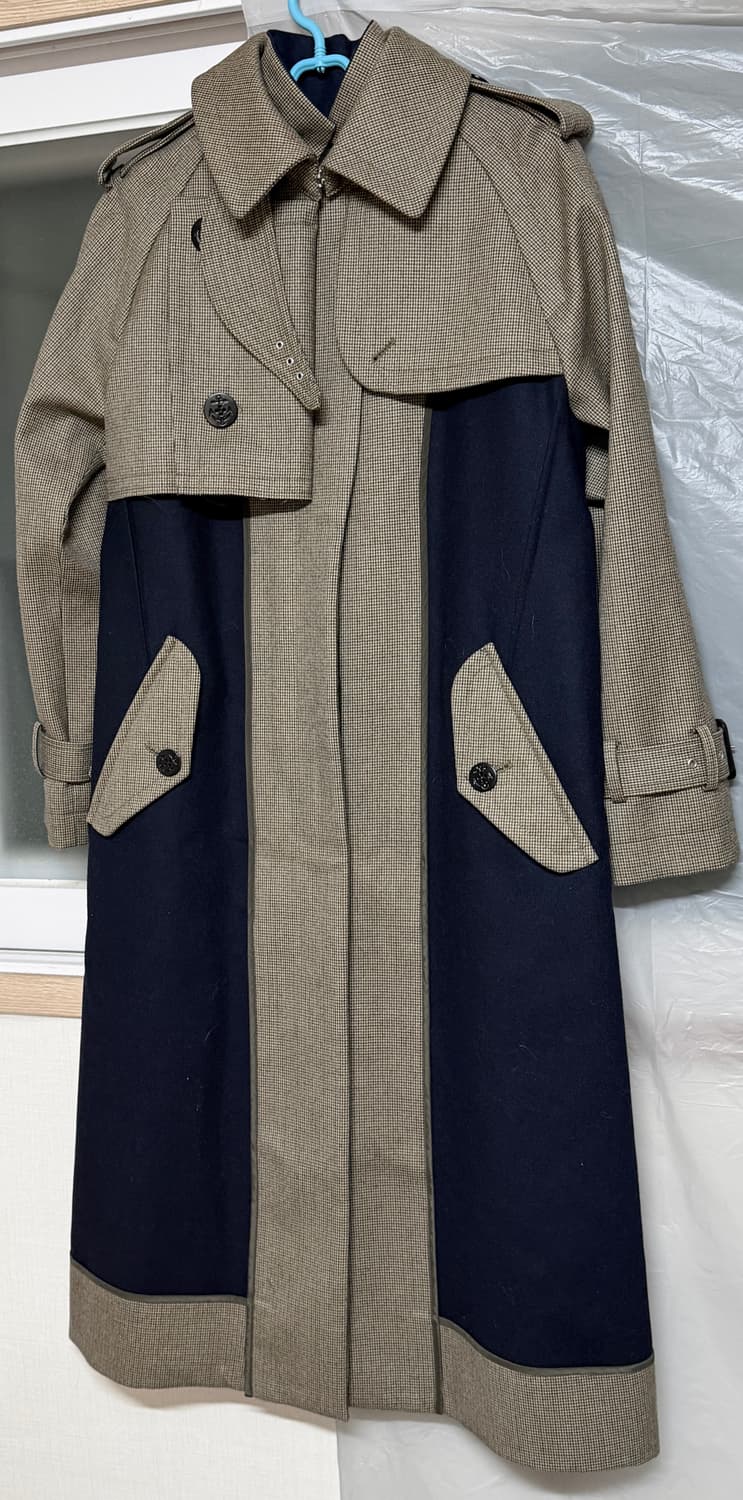 22AW 사카이 체크 본딩 울 롱 코트 상품이미지3