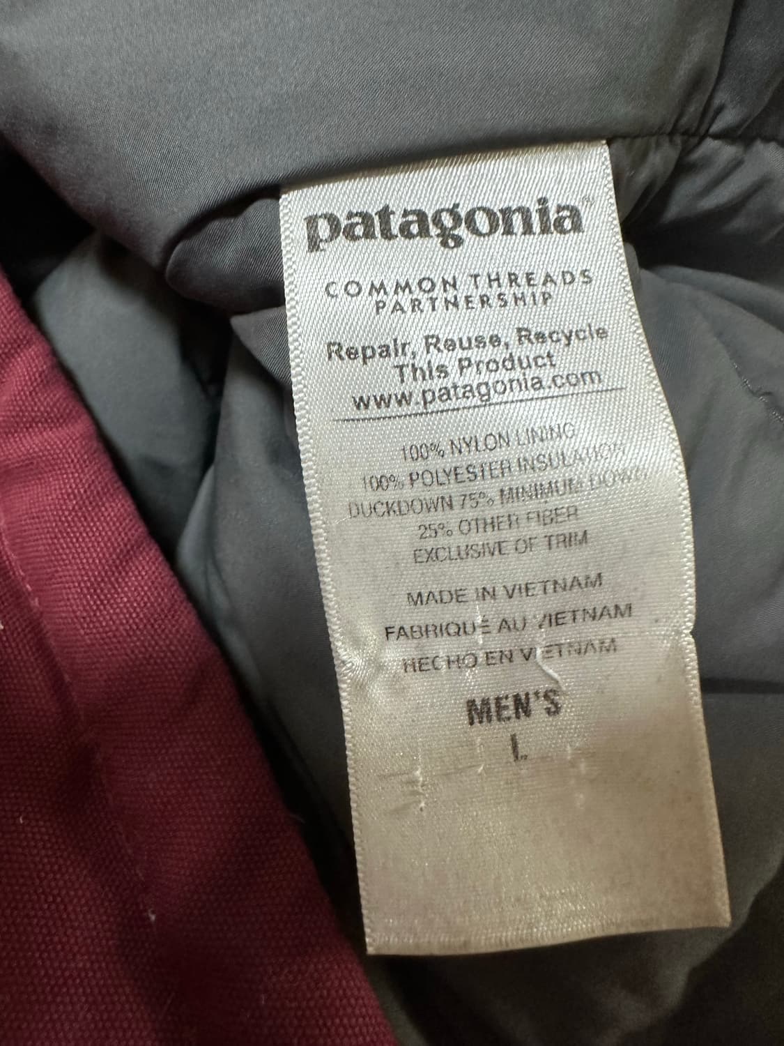 파타고니아 조끼 패딩 베스트 버건디 상품이미지4