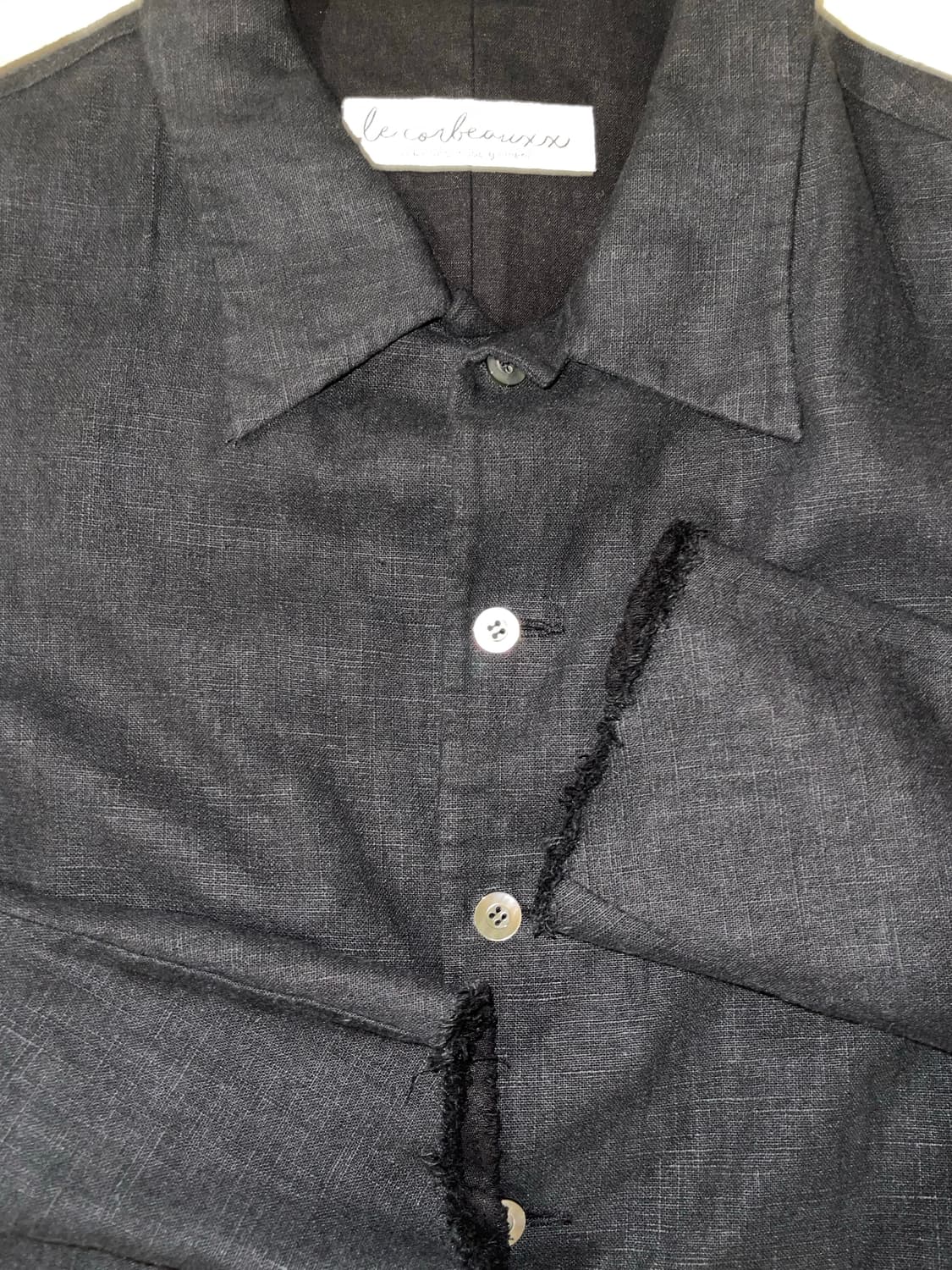 Raw Cut Linen Shirts Black (Tailor Made) 상품이미지4