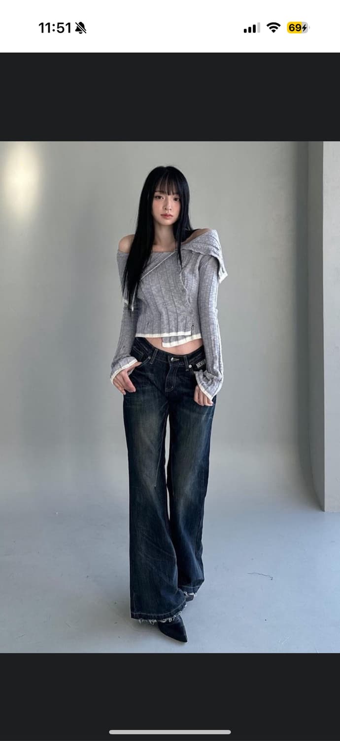 뉴얼린 빈티지 데미지 오프숄더 상품이미지1
