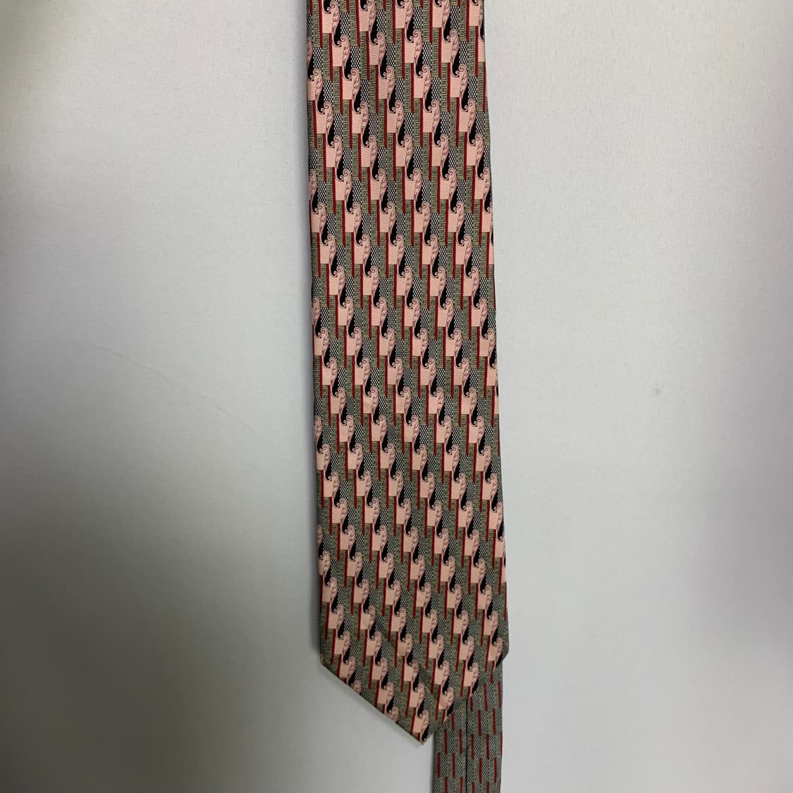 베르사체 메두사 빈티지 패턴 실크 넥타이 핑크 그레이 상품이미지5