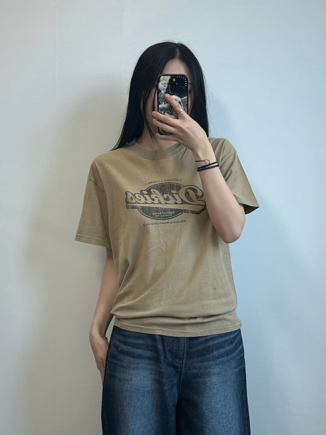 디키즈 빈티지 카키 반팔 티셔츠 상품이미지1