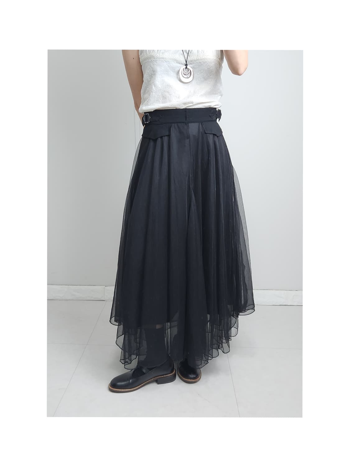 버클 샤 롱 스커트 상품이미지1