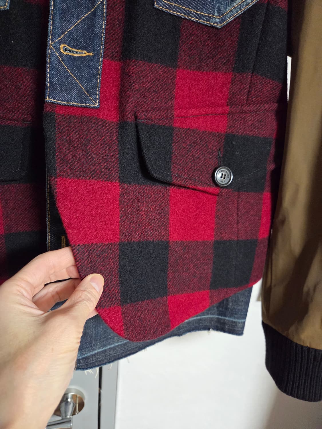 디스퀘어드2 데님 울체크 믹스 자켓 상품이미지3