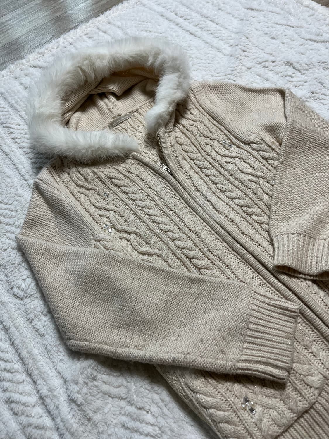 미빈와이즈걸큐빈티지 히메갸루 퍼 후드집업 상품이미지2