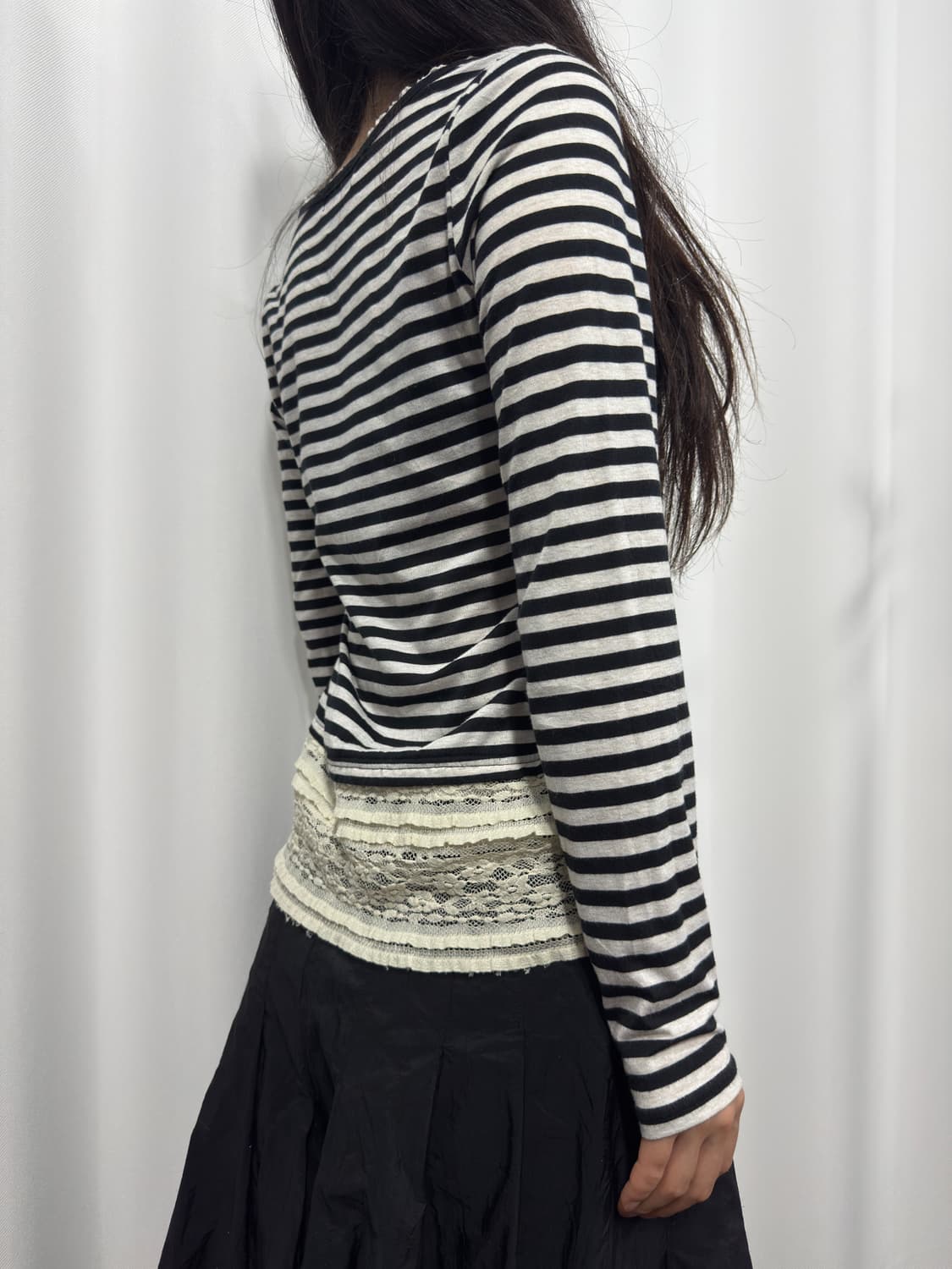 sorri dere stripe lace longsleeve 상품이미지3