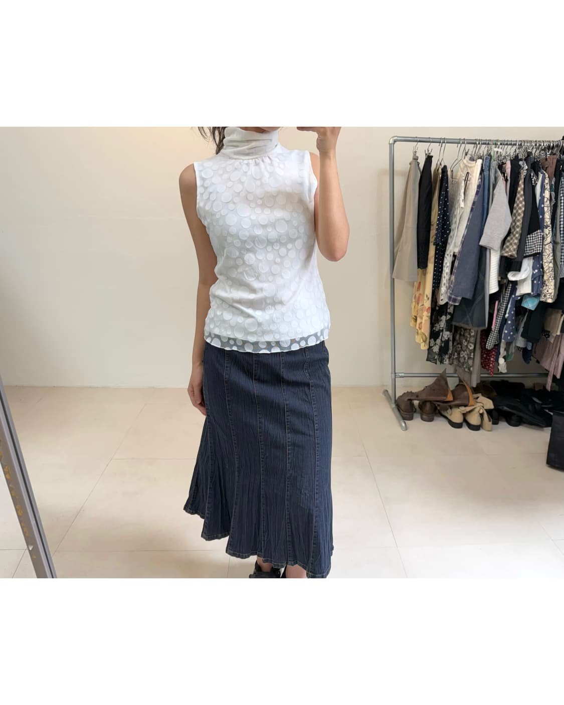 빈티지 도트 슬리브리스 상품이미지1