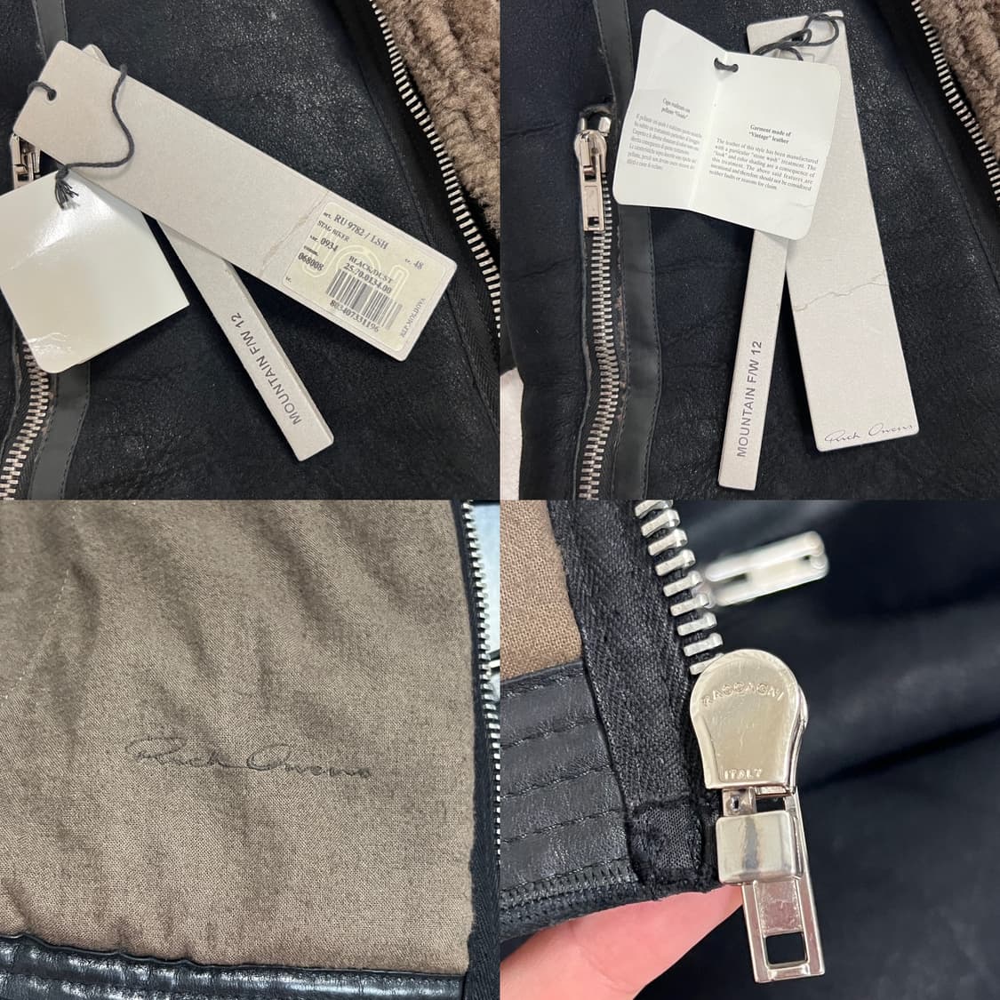 릭오웬스 12FW "MOUNTAIN" 하이넥 양가죽 무스탕 자켓 상품이미지6