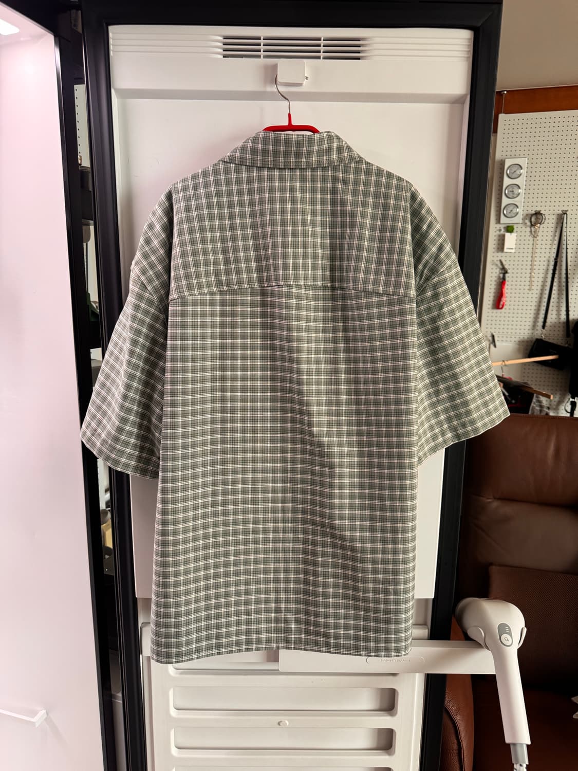 (새상품) 자라 오버사이즈 옥스퍼드 체크 반팔 셔츠 L 상품이미지5