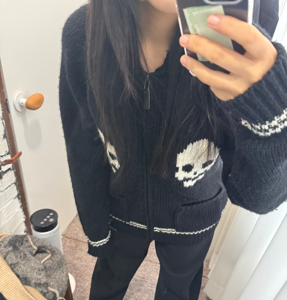 스켈레톤 니트 집업 빈티지 상품이미지1