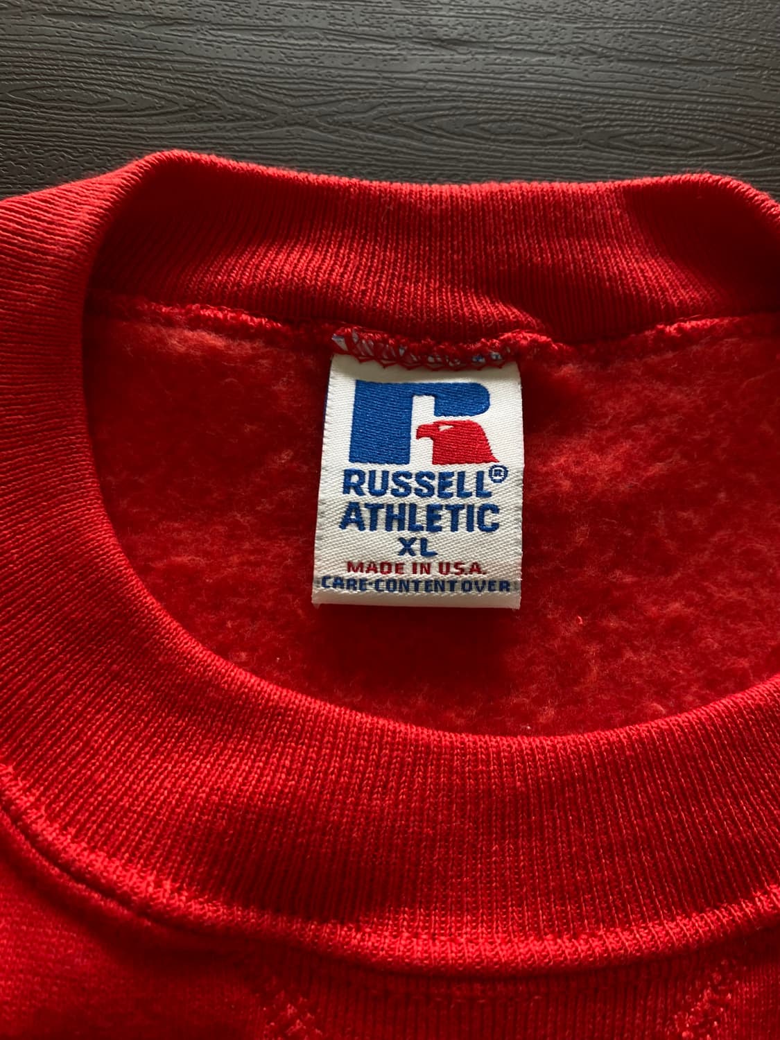 (XL) 90s 빈티지 러셀 스웻셔츠 레드 USA 상품이미지3