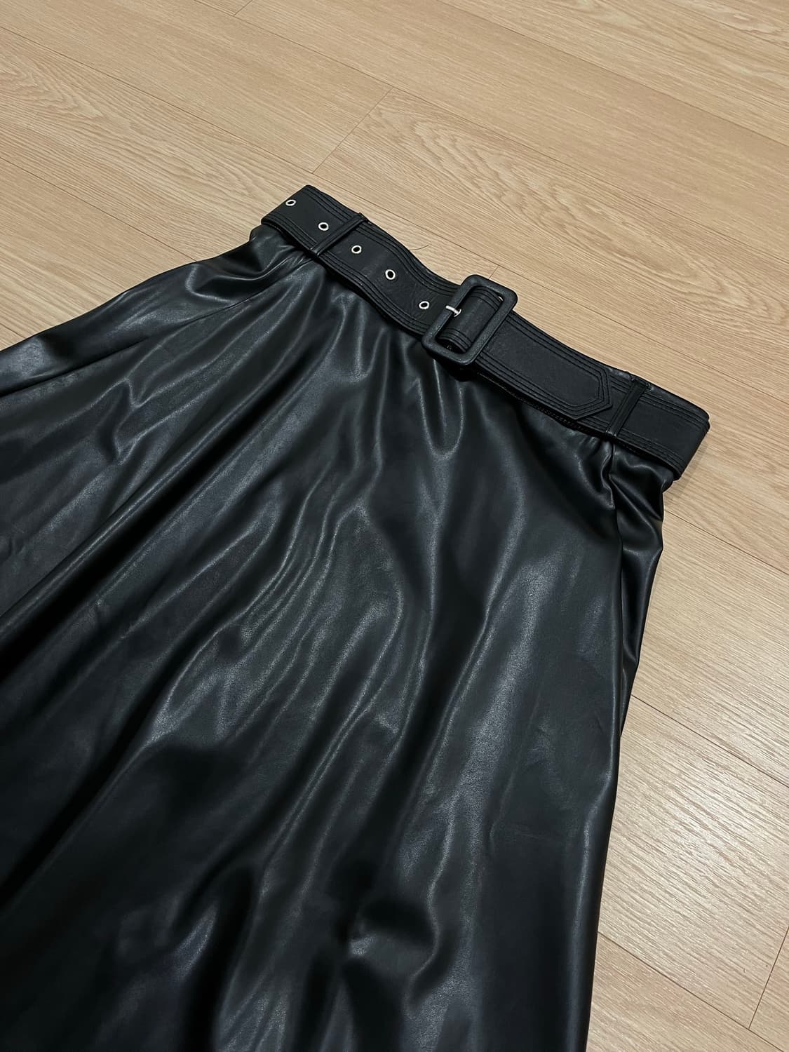 faye 레더스커트 레이어드스커트 블랙 상품이미지5